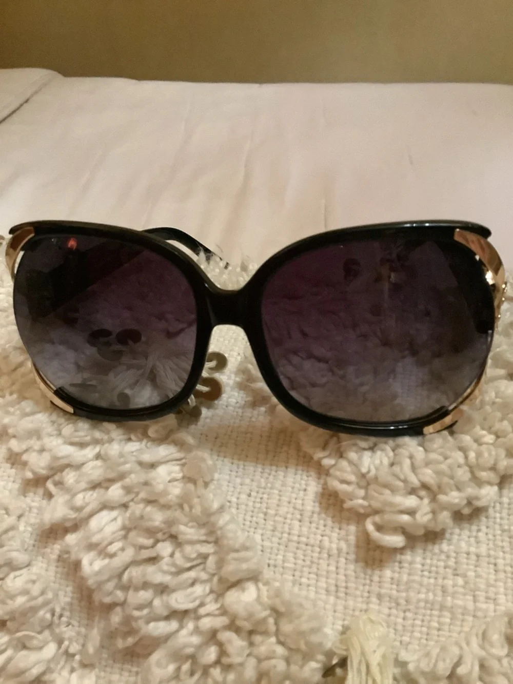 CHANEL Black and Gold Decorative Butterfly Sunglasses